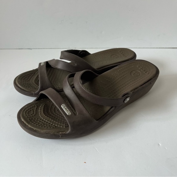 Crocs Strappy Slide-On Sandal Brown Women's 8 - Picture 1 of 8